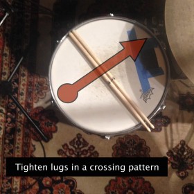 Tighten drum lugs in a crossing pattern